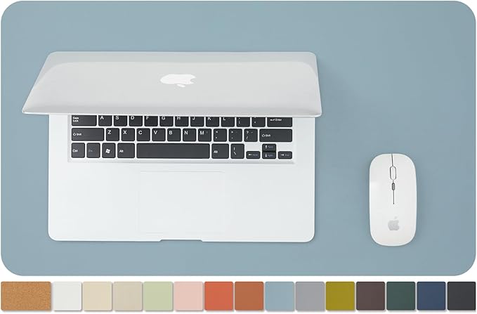 Cork Desk Mat - Small Dual-Sided Desk Pad for Office and Home - Desk Organization and Accessories - Ideal for Large Mouse Pad and Small Desk Mats on Top of Desks(Light Blue,23.6"x 13.8")-DeskLoop Office