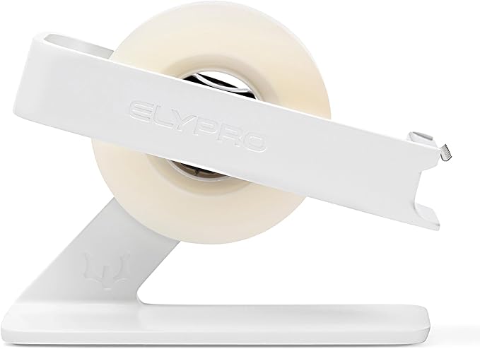 ELYPRO Modern Tape Dispenser for Office Desk - Elegant and Minimalist Design, Heavy Metal Made, Space-Saving, Perfect for Office & Home Use or as a Stylish Gift - Bonus Tape Roll Included (White)-DeskLoop Office