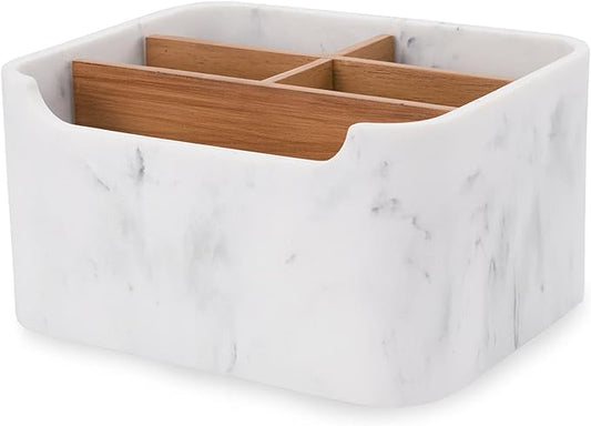 Desk Organizer, Marble Remote Holder for Table, Modern Office Controller Pen Phone Holder Organizer, Stylish Caddy and Storage Accessories for Bedside Nightstand Desktop Coffee Table-DeskLoop Office
