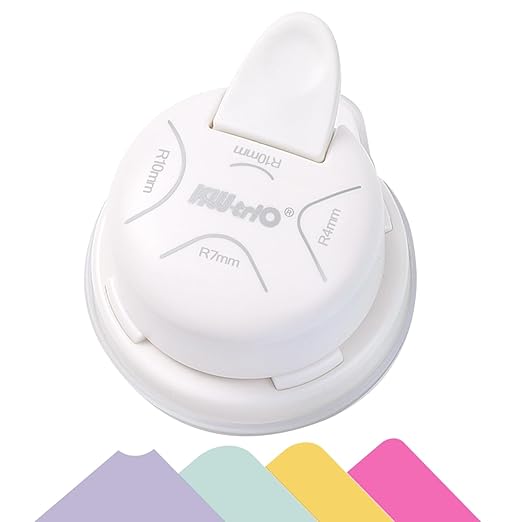 Corner Rounder Punch, Kaluofan 2024 Upgraded 4 in 1 Corner Punch (Inside Rounded Corner+R4mm+R7mm+R10mm), Paper Corner Rounder, Punches for Crafts, DIY Projects, Photo, Card, Scrapbooking Making-DeskLoop Office