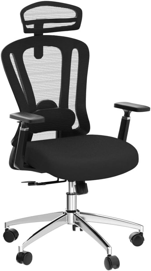 Farini Office Chair Ergonomic Desk Chair, High Back Computer Chair with Wheels, Home Sutdy Chair for Heavy People, Office Chair Adjustable Seat Depth, 3D Armrests and Adjustable Headrest, Black-DeskLoop Office