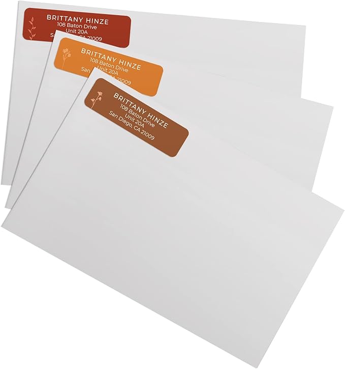 Botanical Flowers Rolled Address Labels/Roll of 500 Alternating Earth Tone Floral Illustrations Personalized Address Labels/Designer Return Address Stickers in Elegant Plastic Dispenser-DeskLoop Office