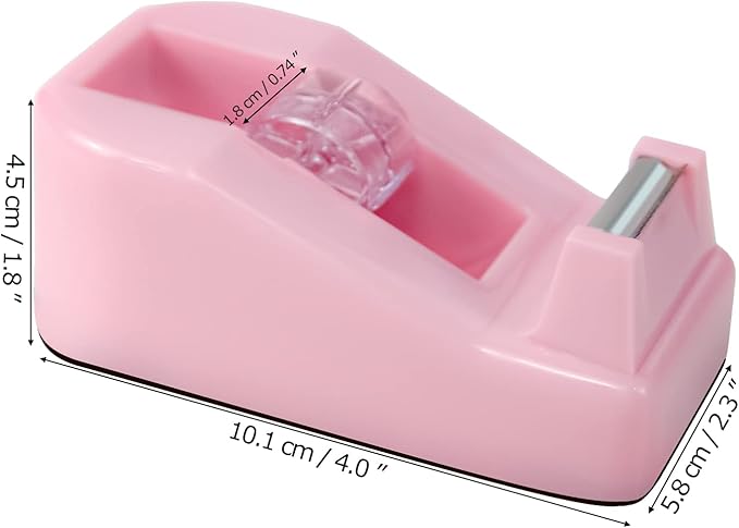 2Pcs Desktop Tape Dispenser Adhesive Roll Holder with Weighted Nonskid Base, Pink (Tape not Included)-DeskLoop Office