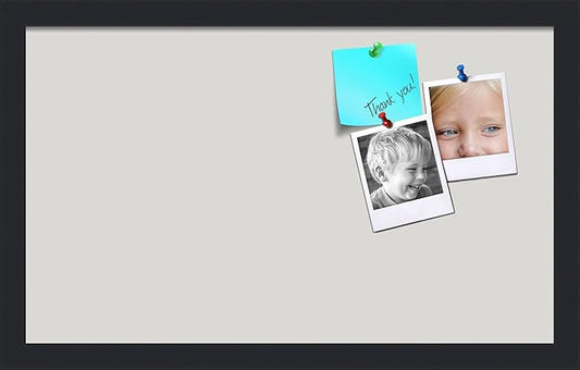 PinPix 20x12 Inch Cork Bulletin Board. This Decorative Framed Pin Board Comes with Light Stone Design and a Satin Black Frame. Ideal for Home Office Decor or Message Board (PinPix-1809)-DeskLoop Office