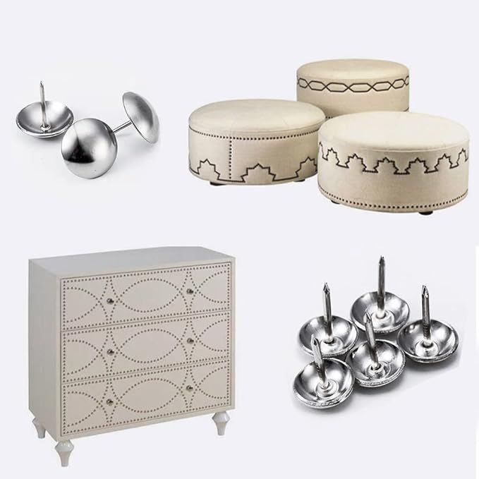 500Pcs Upholstery Tacks, BetterJonny Decorative Furniture Nails Pins Sliver Metal Thumb Tacks for Upholstered Furniture Cork Board, Home Decor(17X11MM)-DeskLoop Office