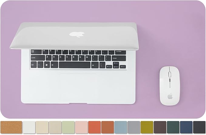 Cork Desk Mat - Small Dual-Sided Desk Pad for Office and Home - Desk Organization and Accessories - Ideal for Large Mouse Pad and Small Desk Mats on Top of Desks(Purple,23.6"x 13.8")-DeskLoop Office