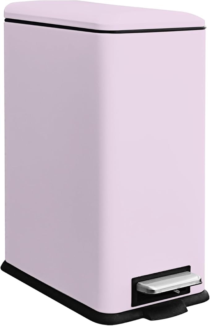 8 Gallon Step On Trash Can with Soft-Close Lid, Stainless Steel Garbage Can Fingerprint Resistant with Removal Inner Bucket, Modern Pink Trash Can for Home, Kitchen, Laundry Room, Office, Bathroom-DeskLoop Office