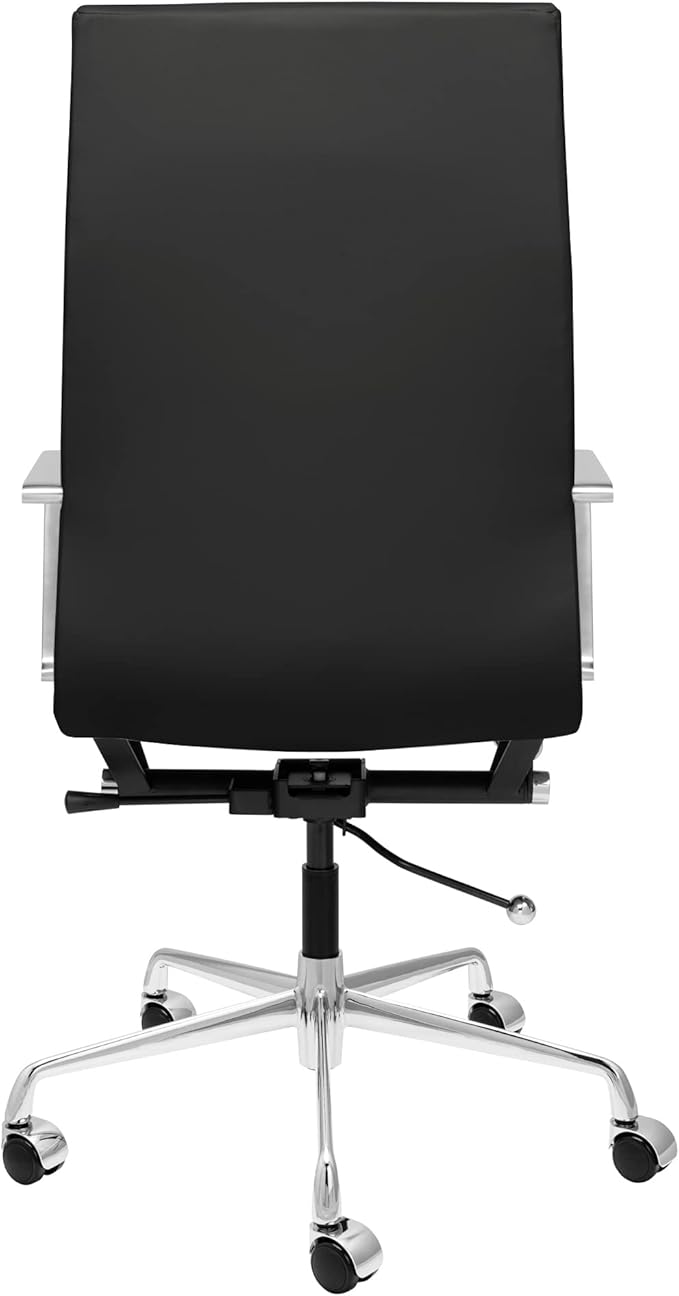 Laura Davidson Furniture SOHO II Ribbed Office Chair - Tall Back Desk Chair with Arm Rest, Swivel & Cushion Availability, Made of Faux Leather, Black, Computer Chair-DeskLoop Office
