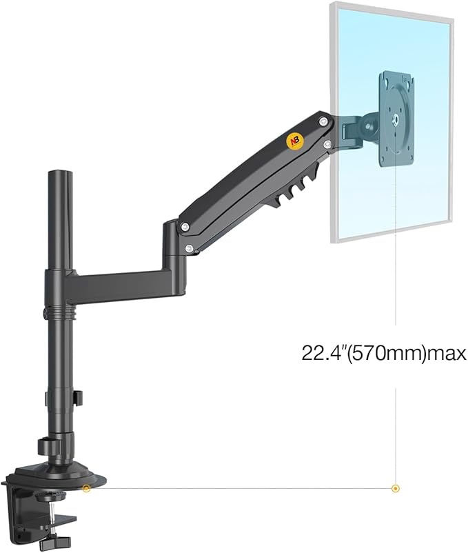 NB North Bayou Monitor Desk Mount Long Arm for Monitors Within 4.4 to 19.8lbs Ultra Wide Full Motion Swivel Height Adjustable Monitor Stand H100-DeskLoop Office