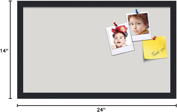 PinPix 24x14 Inch Cork Bulletin Board. This Decorative Framed Pin Board Comes with Light Stone Design and a Satin Black Frame. Ideal for Home Office Decor or Message Board (PinPix-1809)-DeskLoop Office