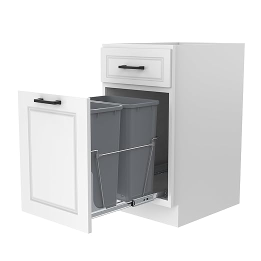 Double Pull-Out Trash Can for Under Kitchen Cabinets Include Double 35QT Trash Bin Doesn't Include Door Fittings, Bottom-Mount Recycling Bin-DeskLoop Office