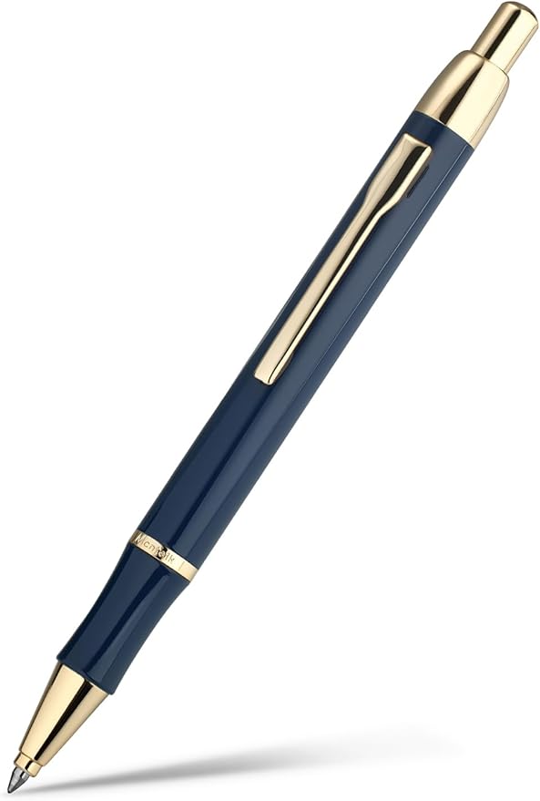 Blue Gel Pen With 24K Gold Finish, Fine lacquer work, Fancy Gift Set for Men & Women, Black Refill, Ideal Office Supplies, Professional, Writing, Executive,Office, Nice Retractable Pens-DeskLoop Office