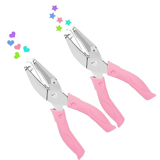UCEC Heart+Star Hole Punchers, Hole Puncher Single, Handheld Paper Hole Punches, 1/4" Heart Star Hole Punch of School Supplies Metal Hole Punch Tool with Soft-Handled for Clothing Ticket DIY Craft-DeskLoop Office