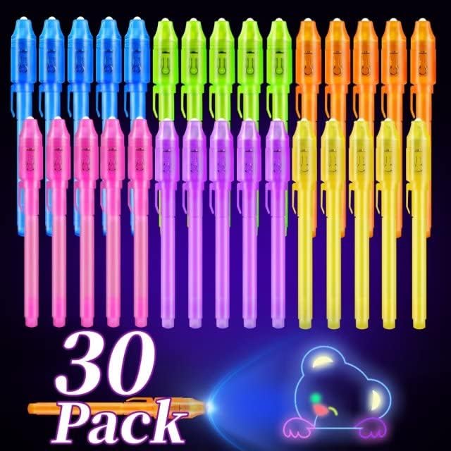 30 Pieces Invisible Ink Pen with UV Light Spy Pen Magic Marker for Kids Secret Message Pens Party Favors Ideas Gifts Easter Day Halloween-DeskLoop Office