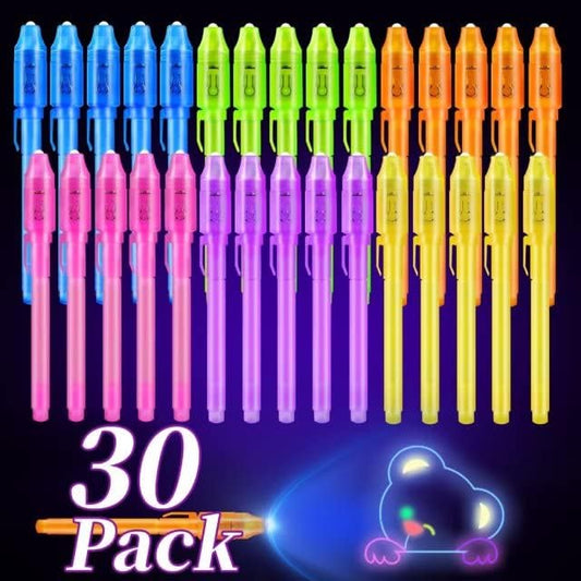 30 Pieces Invisible Ink Pen with UV Light Spy Pen Magic Marker for Kids Secret Message Pens Party Favors Ideas Gifts Easter Day Halloween-DeskLoop Office