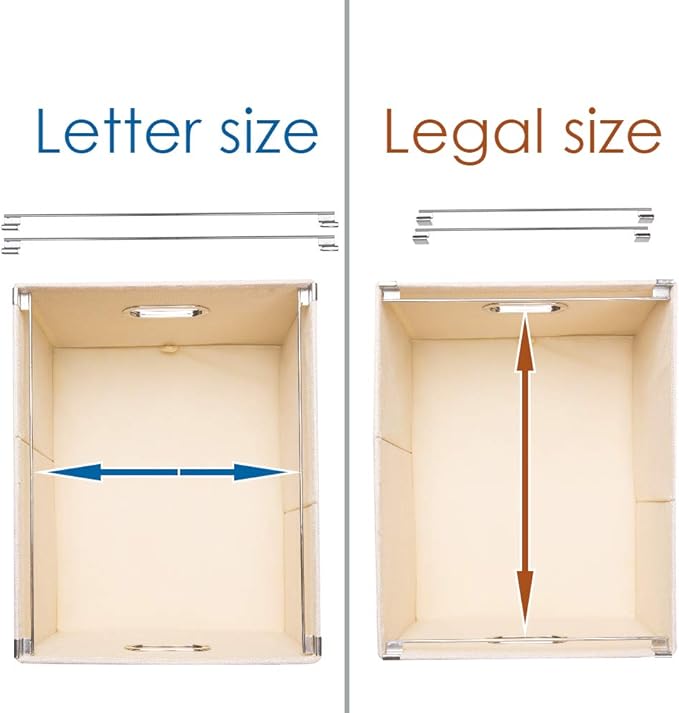 PRANDOM File Organizer Box - Set of 2 Collapsible Decorative Linen Filing Storage Hanging File Folders with Lids Office Cabinet Letter/Legal Size Light Grey (17x14x11.2 inch)-DeskLoop Office