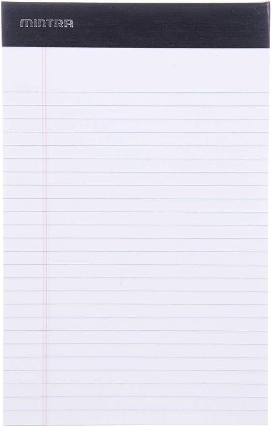 Mintra Office Legal Pads - ((BASIC WHITE 6pk, 5in x 8in, NARROW RULED))-DeskLoop Office