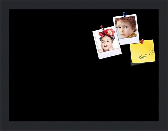 PinPix 16x12 Inch Cork Bulletin Board. This Decorative Framed Pin Board Comes with Solid Black Design and a Satin Black Frame. Ideal for Home Office Decor or Message Board (PinPix-622)-DeskLoop Office