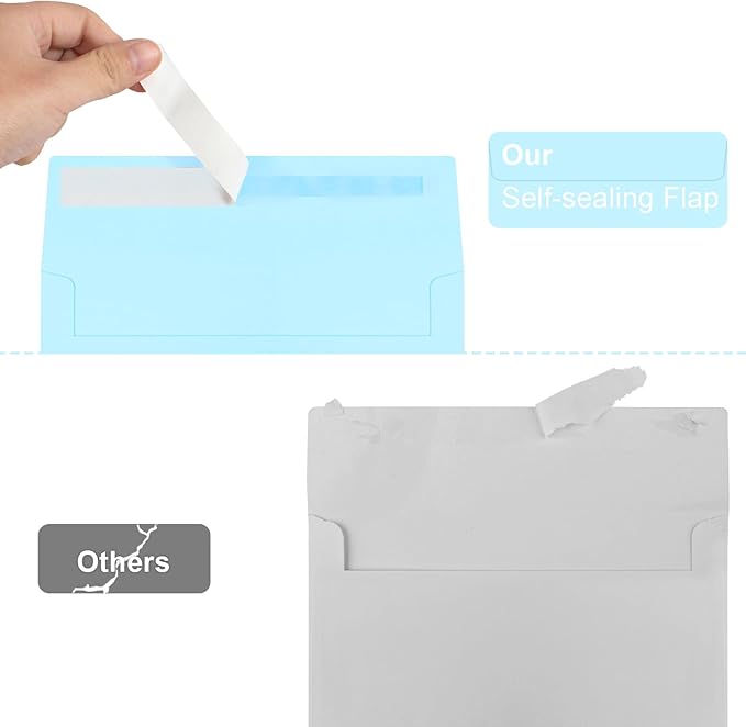 Joyberg 50 Pack Blue 5x7 Envelopes - Self Seal for Weddings, Invitations, Photos & Greeting Cards-DeskLoop Office
