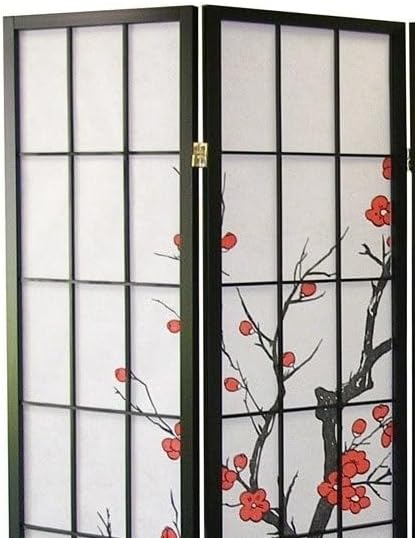 NicBex Room Divider 4 Panel Room Dividers with Oriental Style Partition Room Dividers and Folding Privacy Screens Wall Divider for Home, Office, Room Separation,71" W x 2" D x 71" H, Black-DeskLoop Office