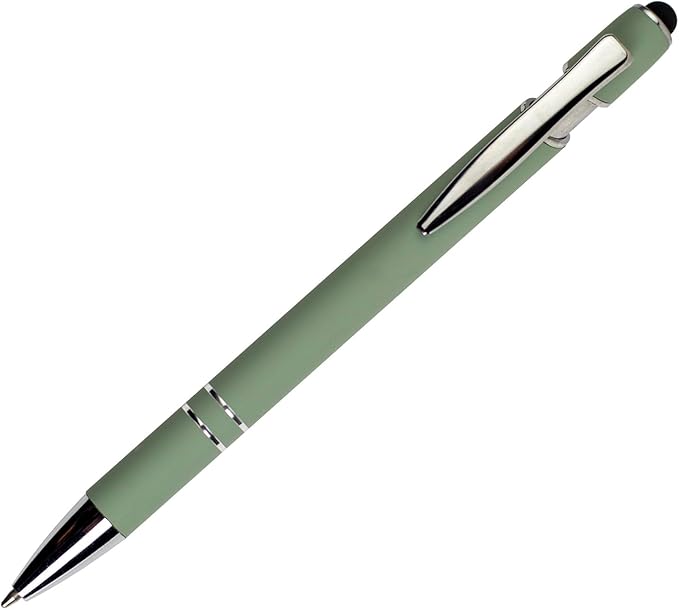 Ballpoint Pen with Stylus Tip Black Ink 1.0 mm Medium Point Soft Touch Metal Matt Assorted Color Barrel 10 Count-DeskLoop Office