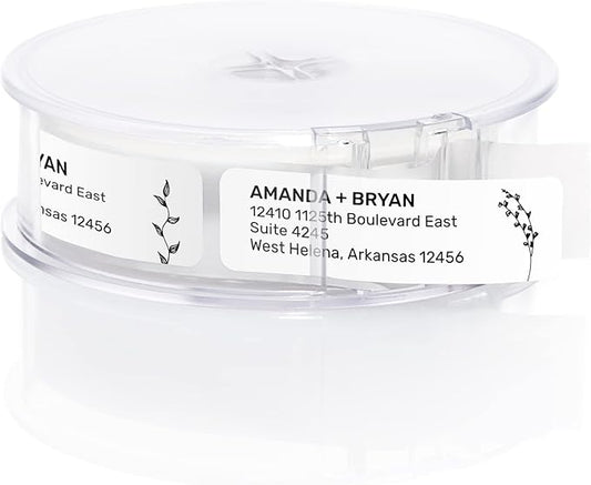 Botanical Flowers Rolled Address Labels/Roll of 250 Alternating Floral Illustrations Personalized Address Labels/Designer Return Address Stickers in Elegant Plastic Dispenser-DeskLoop Office