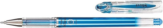 Pentel Arts Slicci Metallic 0.8 mm Needle Tip Gel Pen, Metallic Blue Ink, Box of 12 (BG208-MC)-DeskLoop Office