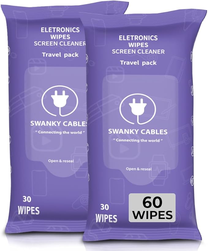 Screen Cleaner Wipes: Electronic Wipes for Screens - Computer Screen Wipes for Lens, Phone, Tv Screen and Monitor Cleaning - Tech Wipes & Microfiber Cloth (Soft Wipes, 60 Count)-DeskLoop Office
