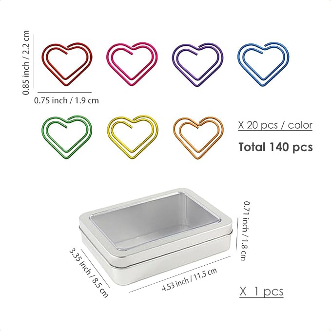 OWLFAVO 140pcs Heart Shape Paper Clips - Image 2