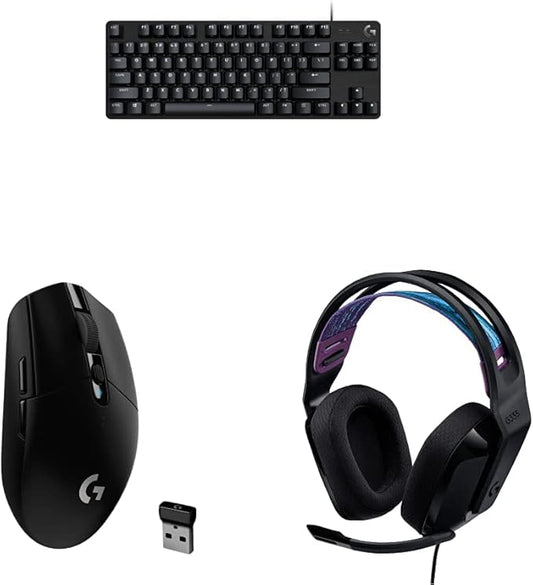 Logitech TKL SE Mechanical Keyboard + G305 Lightspeed Wireless Gaming Mouse + G335 Wired Gaming Headset Bundle - Black-DeskLoop Office
