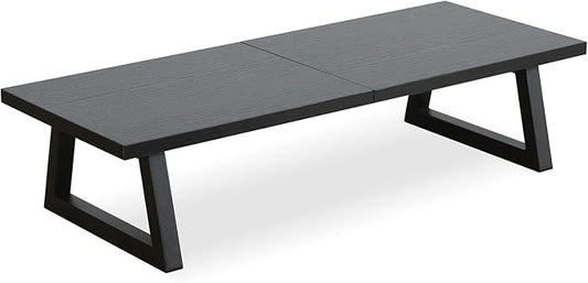 TEAMIX 24 inch Monitor Stand Riser, Black Wood & Steel Computer Monitor Stand with Storage, Laptop, PC, Printer Stand Riser for Desktop Office Desk Organizers-DeskLoop Office