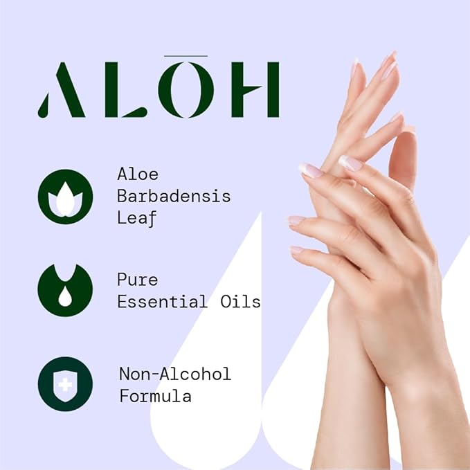 ALŌH Lavender Rosewood + Aloe Sanitizing Hand Wipes - Clean Hands, Clear Minds - On The Go Sanitizing Hand Wipes for Kids and Adults - Travel Size 3 Pack, 20ct Wipes (60 wipes)-DeskLoop Office