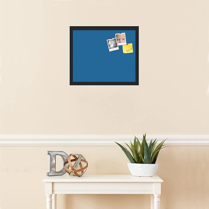 PinPix 18x15 Inch Cork Bulletin Board. This Decorative Framed Pin Board Comes with Navy Pastel Design and a Satin Black Frame. Ideal for Home Office Decor or Message Board (PinPix-1811)-DeskLoop Office