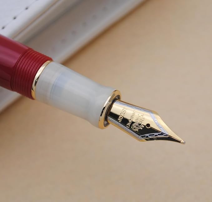 JINHAO 100 Fountain Pen with Ink Converter (Medium Nib 0.7mm, Palace Museum Red)-DeskLoop Office
