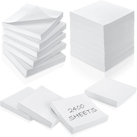 Sabary 2400 Sheets White Sticky Notes 3 x 3 Inch Self Stick Notes Pads Easy Note Pads for Office Home Studying Supplies, 24 Pads, 100 Sheets/Pad, Individual Package-DeskLoop Office
