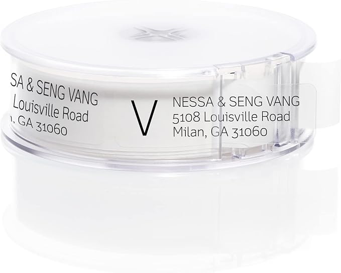 Clear Monogram Rolled Address Labels / 250 Personalized Return Address Labels/Designer Address Stickers in Elegant Plastic Dispenser-DeskLoop Office