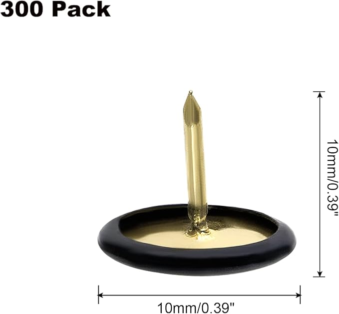 Piutouyar 300Pcs Black Decorative Flat Push Pin, Plastic Roundness Head Thumbtack, Black Thumb Tacks for Wall, Map, Cork Board, 3/8 Inch-DeskLoop Office