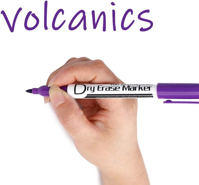 Volcanics Purple Dry Erase Markers Low Odor Fine Whiteboard Markers Thin Box of 12-DeskLoop Office