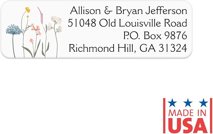 Wildflower Rolled Address Labels / 250 Personalized Return Address Labels/Designer Address Stickers in Elegant Plastic Dispenser-DeskLoop Office