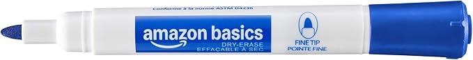 Amazon Basics Low-Odor Dry Erase Whiteboard Markers, Fine Tip, Blue, 36 Count-DeskLoop Office