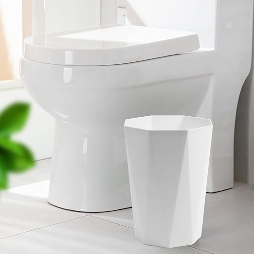 12L Trash Can Wastebasket Plastic Trash Bin Garbage Container Rubbish Can Paper Basket Office Organizer for Bedroom Home Office, 6 White-DeskLoop Office