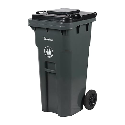 32 Gallon Trash Can with Wheels Rollout, Commercial Outdoor Trash Can Heavy-Duty Outside Garbage Can with Wheels, Gray-DeskLoop Office