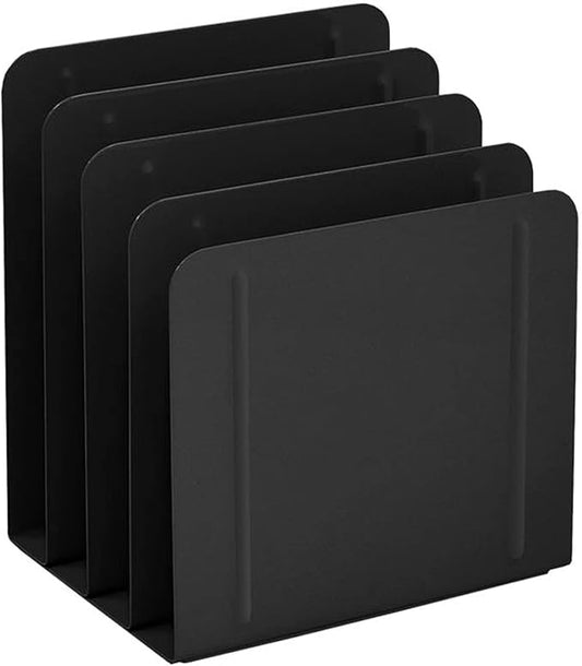 Acrimet 4 Section Vertical Metal File Sorter, Desktop File Organizer, Compact and Efficient Solution for Papers & Folders - Black Color-DeskLoop Office