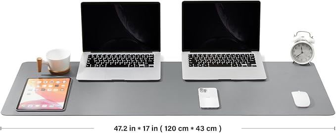 Large Cork Desk Mat - 47.2"x 17" Desk Pad for Office and Home - Ideal for Large Mouse Pad and Desk Mats on Top of Desks(Gray)-DeskLoop Office