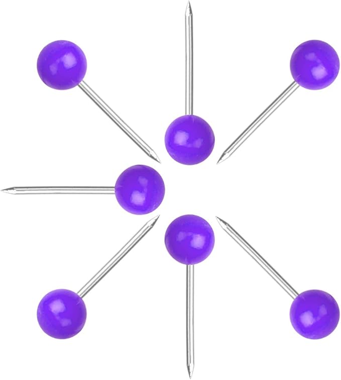 Map Tacks 1/8-Inch Assorted Color Beads Head Map Marking Push Pins,500-count (Purple)-DeskLoop Office