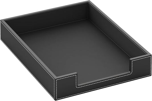 Leather Letter Tray, THIPOTEN Elegant Desk Organizer for Office Supplies, Mail, Paper, File, Magazine, Perfect Office Organization for Desktop(Black)-DeskLoop Office