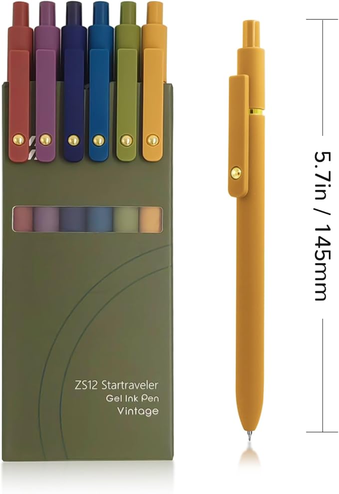 Gel Pens, 6 Pcs 0.5mm Fine Point Smooth Writing Pens Cute Pen, High-End Series Black Ink Pen for Journaling Note Taking, School Office Supplies for Women Men (6 Pcs Gold Vintage)-DeskLoop Office