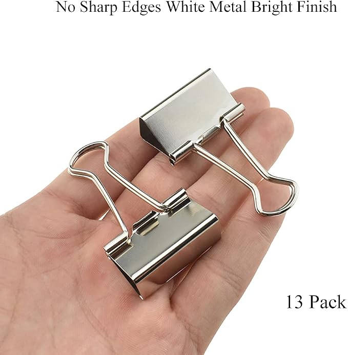 HAHIYO Binder Clips Paper Clamps Spring Steel Sturdy Medium 1.26 inches Width - Image 7