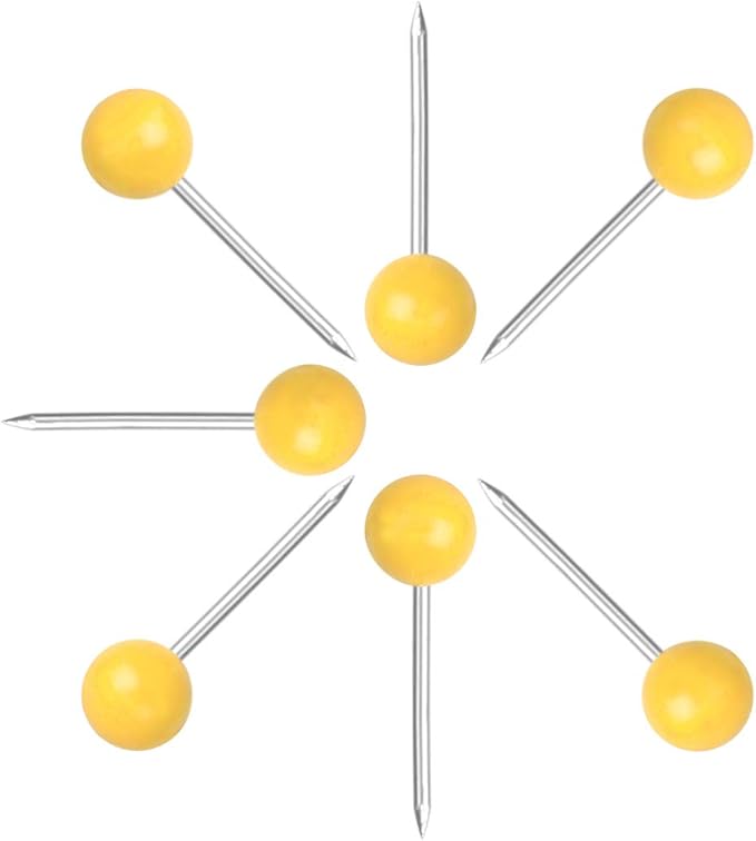 Map Tacks 1/8-Inch Assorted Color Beads Head Map Marking Push Pins,500-count (Yellow)-DeskLoop Office