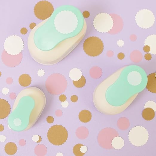 Craftelier - Circle Scallop Punch Set | 3/8", 5/8" & 1" Shape Scalloped Hole Puncher for Paper Crafts | Round Scalloped Hole Punch for Scrapbooking, DIY Cards & Journals | Craft Punch Set for Paper-DeskLoop Office